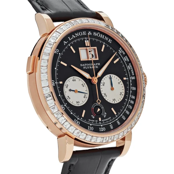 A. Lange & Söhne Datograph Flyback Rose Gold Baguette Bezel Black Dial Limited Edition