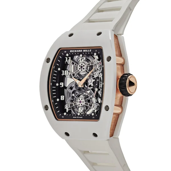 Richard Mille White Ceramic Rose Gold Manual Wind Tourbillon