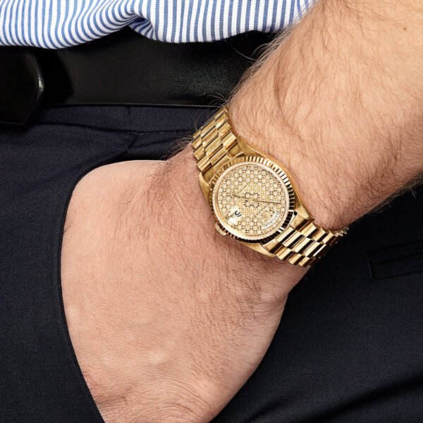 Rolex Day-Date 18238 Yellow Gold Skeleton Pavè Diamond Dial