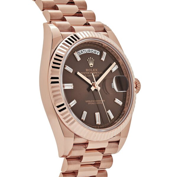 Rolex Day-Date 228235 Rose Gold Chocolate Baguette Diamond Dial (2022)