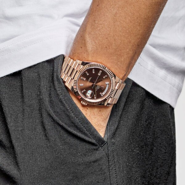 Rolex Day-Date 228235 Rose Gold Chocolate Baguette Diamond Dial (2022)