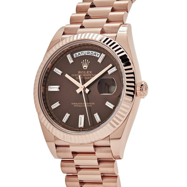 Rolex Day-Date 228235 Rose Gold Chocolate Baguette Diamond Dial (2022)
