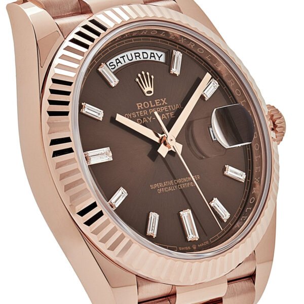 Rolex Day-Date 228235 Rose Gold Chocolate Baguette Diamond Dial (2022)
