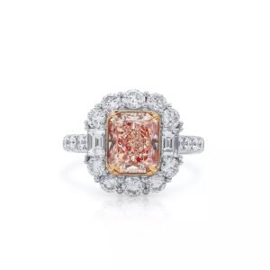Very Light Pink Radiant Shape Diamond Ring 2.41 Carat (4.23 Ct TW) Fine Jewelry
