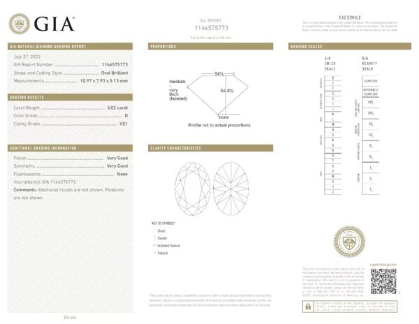 3.02 Carat Natural Loose Diamond, D Oval, VS1 GIA Certified Real Jewelry For Her