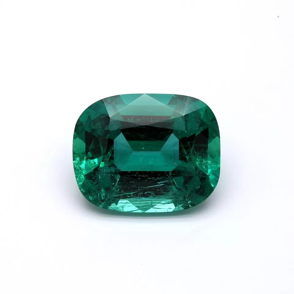 16.36 Carat Natural Loose Emerald, Green, Cushion AGL Certified Handmade Jewelry