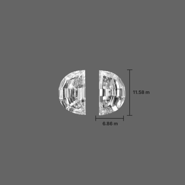 4.14 Carat 2 Natural Loose Diamond Side Stones E, Half Moon,VS2 Handmade Jewelry