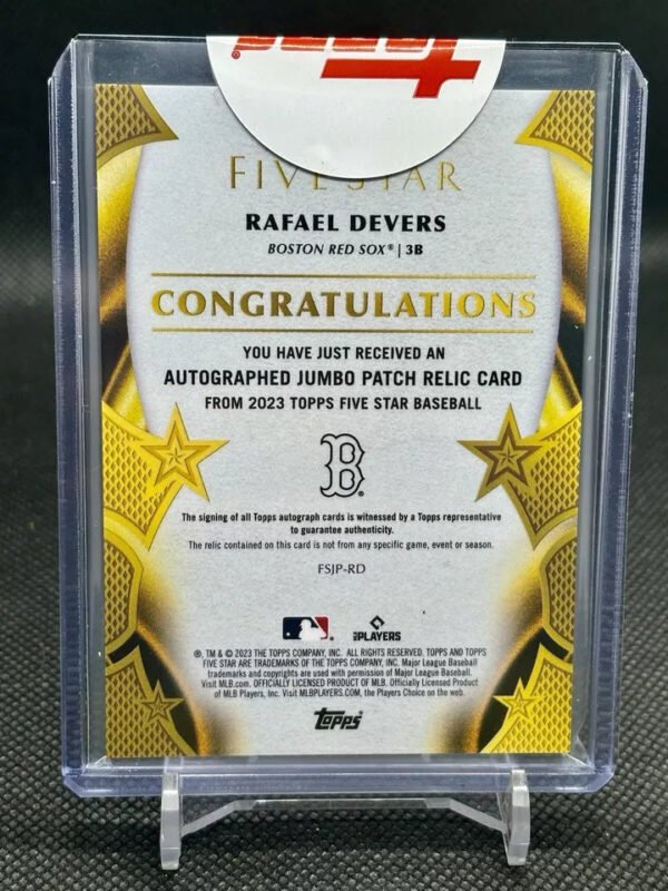 2023 Topps Five Star - Rafael Devers Jumbo Prime Patch Autograph Gold- Dirty