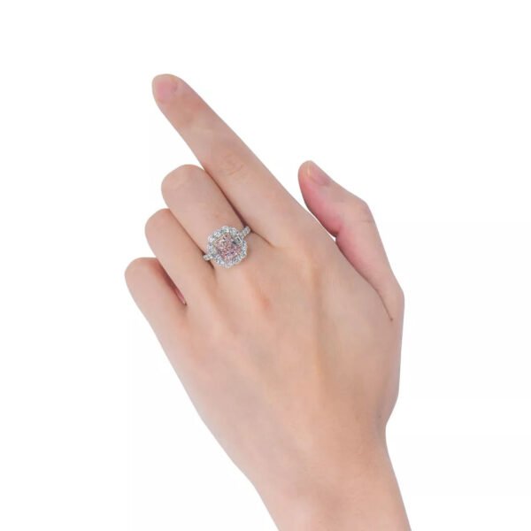 Very Light Pink Radiant Shape Diamond Ring 2.41 Carat (4.23 Ct TW) Fine Jewelry