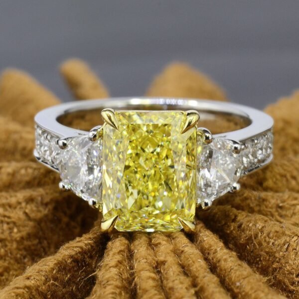 6.20 Ct. Canary Fancy Yellow Elongated Radiant Cut Engagement Ring VVS1 GIA