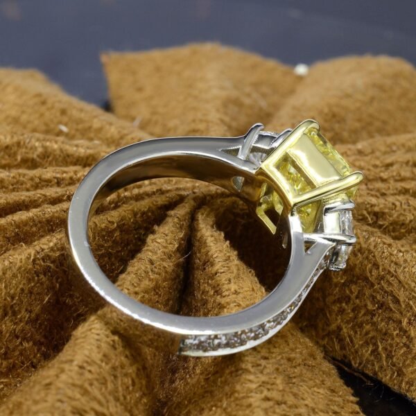 6.20 Ct. Canary Fancy Yellow Elongated Radiant Cut Engagement Ring VVS1 GIA