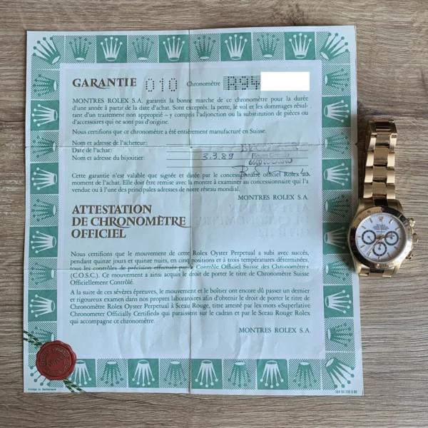 ROLEX Daytona 16528 Floating Porcelain dial R94 Series gold 18KT Full Set 1988’s