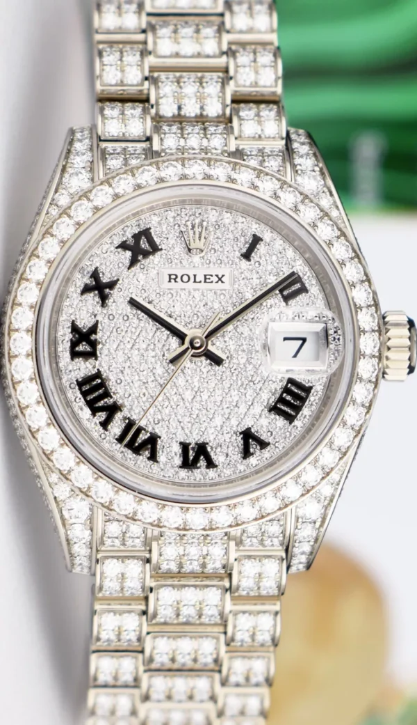 ROLEX - Ladies 18kt White Gold DateJust 28 Pave Diamond Dial 279459 - SANT BLANC