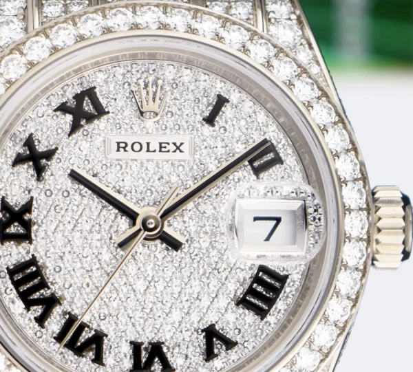 ROLEX - Ladies 18kt White Gold DateJust 28 Pave Diamond Dial 279459 - SANT BLANC
