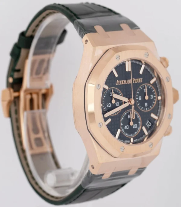 BRAND NEW Audemars Piguet Royal Oak Chrono Green 18K Rose Gold Watch 26240OR B+P