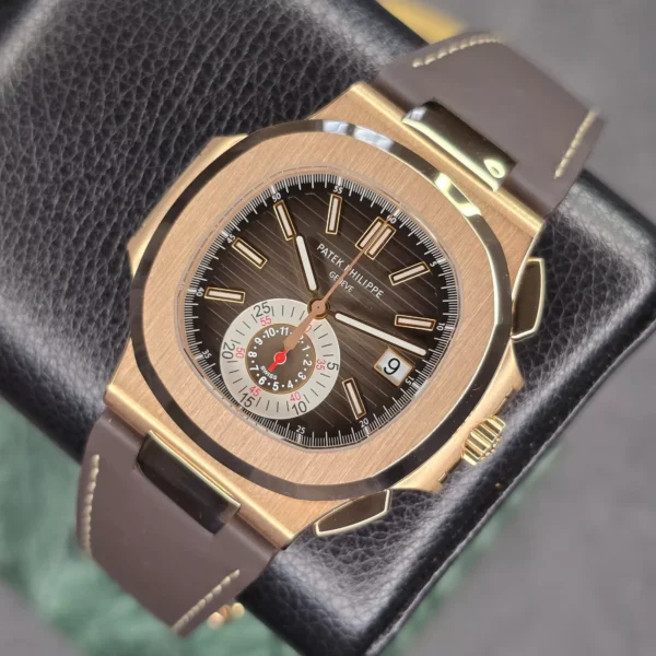 MINT PATEK PHILIPPE NAUTILUS 40.5MM 5980R-001 FLYBACK CHRONO 18K ROSE GOLD B&P
