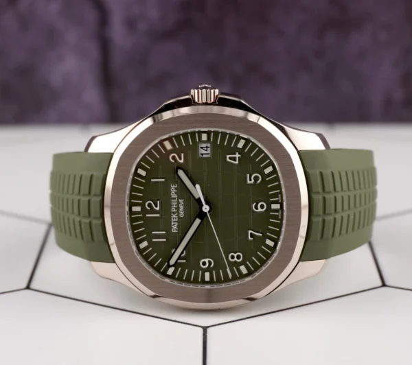 Patek Philippe Aquanaut Jumbo 18K White Gold Khaki Green Men's Watch 5168G-010