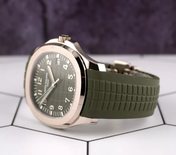 Patek Philippe Aquanaut Jumbo 18K White Gold Khaki Green Men's Watch 5168G-010