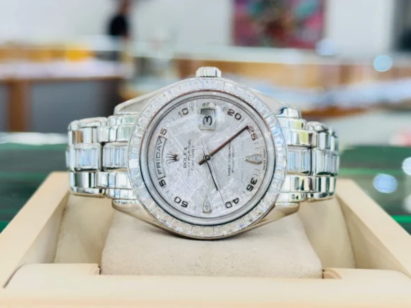 ROLEX Platinum Pearlmaster Masterpiece FACTORY Meteorite Diamond Dial 18956 B/P