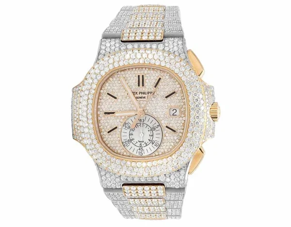 18k Rose Gold/Steel Mens Patek Philippe Nautilus 5980/1AR-001 Diamond Watch 32Ct