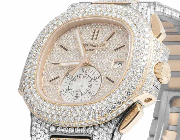 18k Rose Gold/Steel Mens Patek Philippe Nautilus 5980/1AR-001 Diamond Watch 32Ct