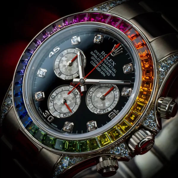 Rolex Cosmograph Daytona White Gold Rainbow Diamonds 116599RBOW Box & Papers