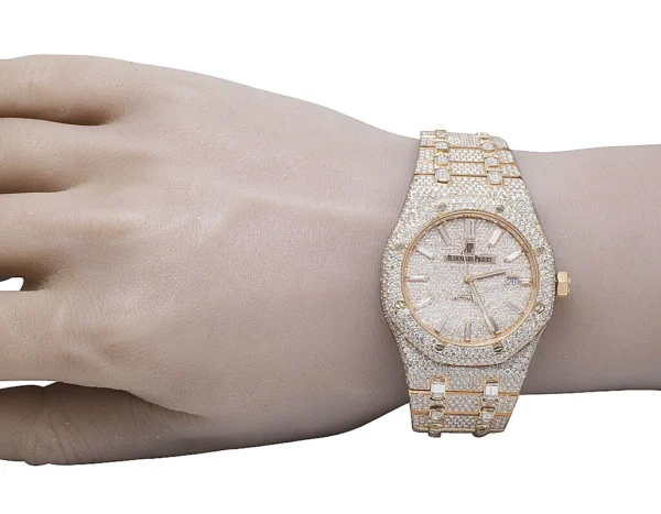 Mens Audemars Piguet 18K Rose Gold Royal Oak 41MM Full VS Diamond Watch 34.75 Ct