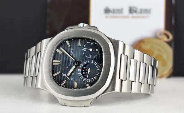 PATEK PHILIPPE Stainless Steel Nautilus Blue Dial PAPERS 5712/1A-001 SANT BLANC