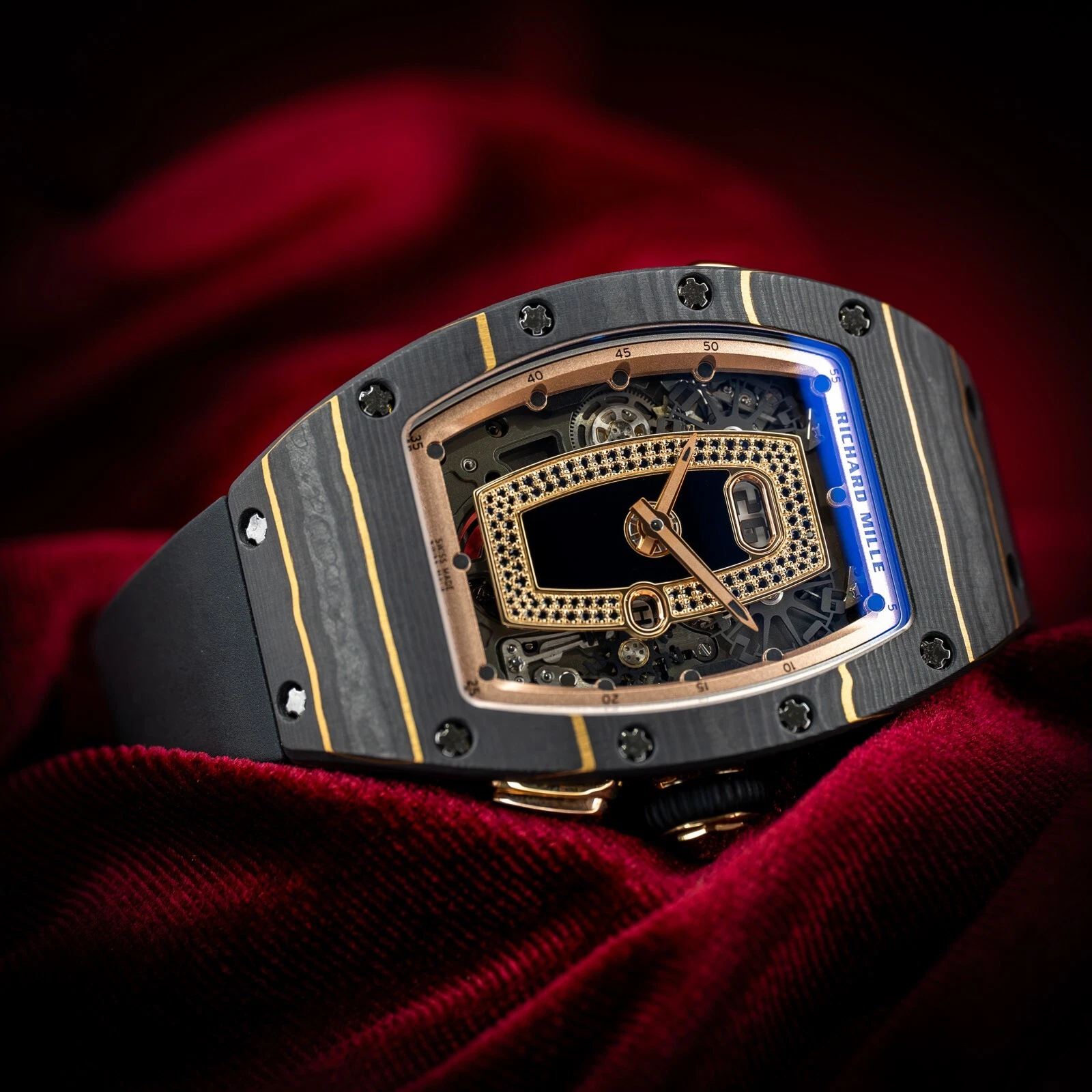 Richard Mille Carbon TPT & Rose Gold Skeleton Dial 37mm RM037 RM 37 Box & Papers