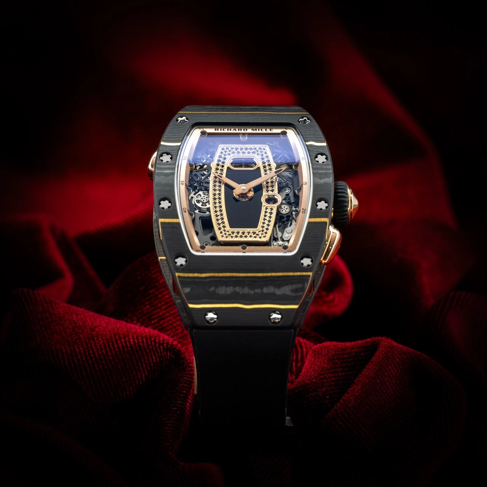 Richard Mille Carbon TPT & Rose Gold Skeleton Dial 37mm RM037 RM 37 Box & Papers