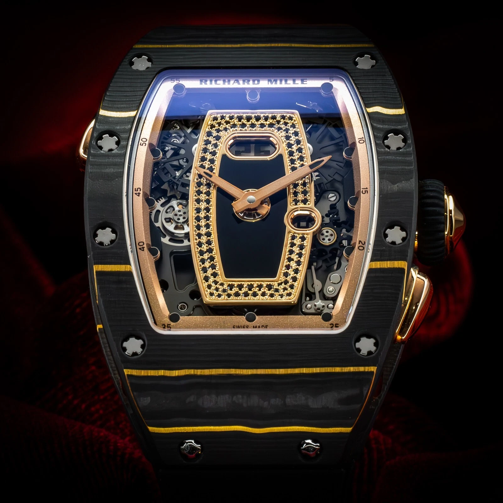 Richard Mille Carbon TPT & Rose Gold Skeleton Dial 37mm RM037 RM 37 Box & Papers