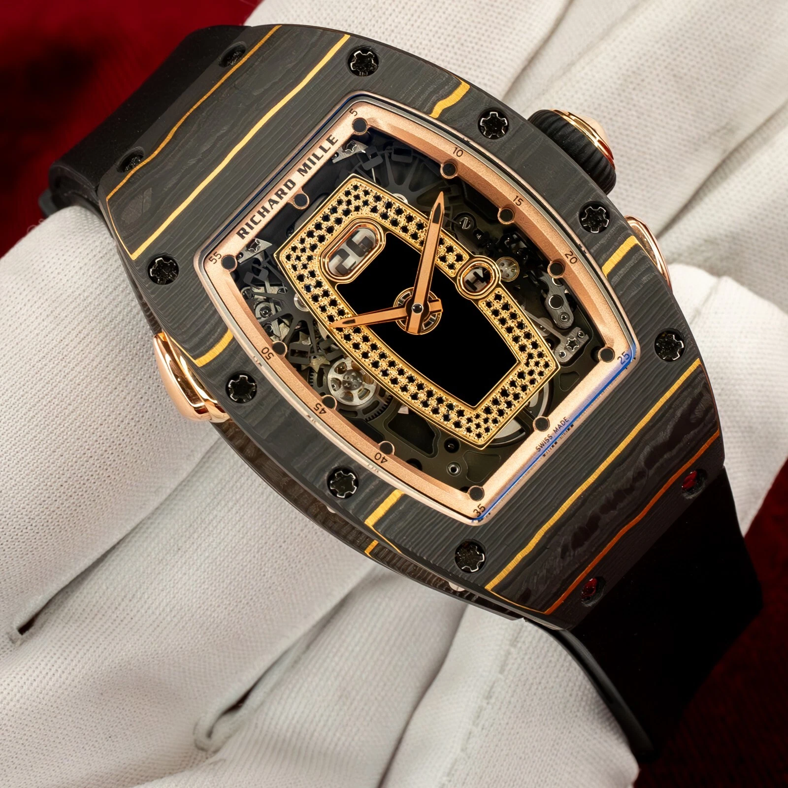 Richard Mille Carbon TPT & Rose Gold Skeleton Dial 37mm RM037 RM 37 Box & Papers