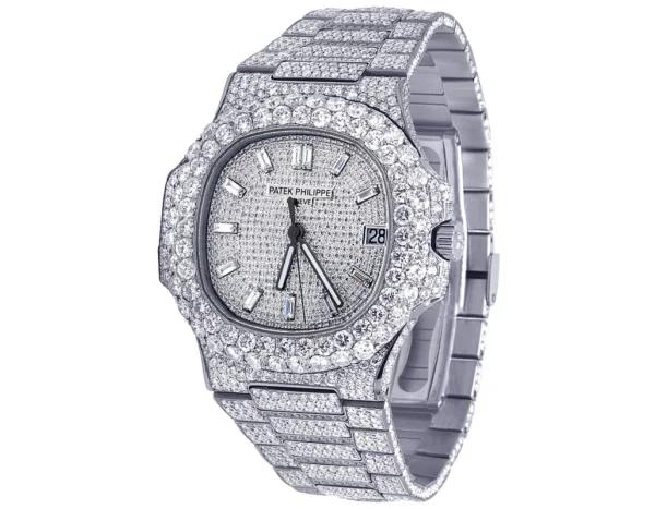 New Mens Patek Philippe Nautilus 5711/1A Steel VVS Diamond Watch 31.55 Ct