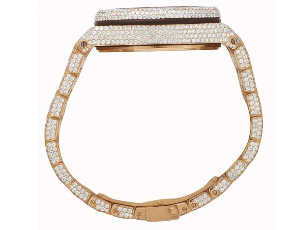 Mens 18K Rose Gold Audemars Piguet Offshore 42MM Brick VS Diamond Watch 36.0 Ct