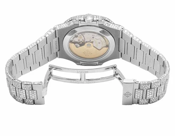 Steel Mens Patek Philippe Nautilus 5726/1A Pave Set VS Diamond Watch 34.65 Ct