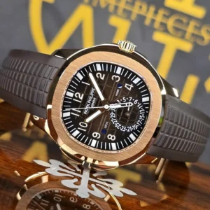 PATEK PHILIPPE AQUANAUT TRAVEL TIME 5164r-001 18K ROSE GOLD RUBBER B&P