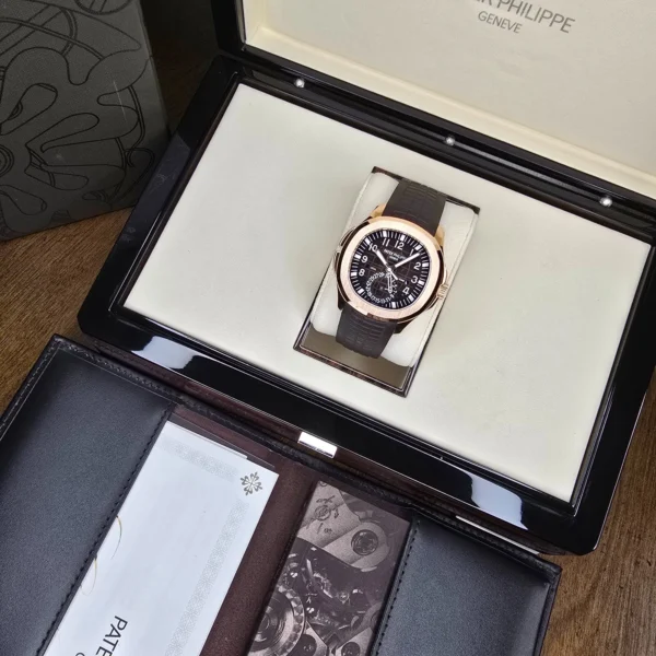PATEK PHILIPPE AQUANAUT TRAVEL TIME 5164r-001 18K ROSE GOLD RUBBER B&P