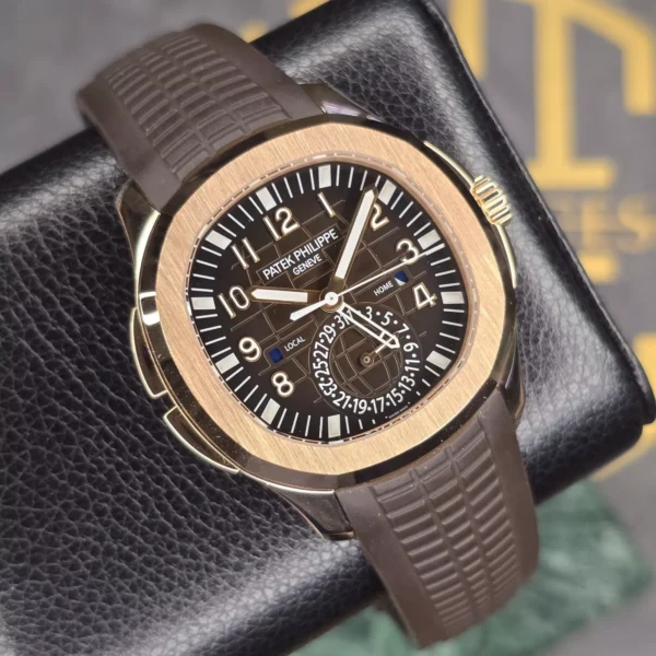 PATEK PHILIPPE AQUANAUT TRAVEL TIME 5164r-001 18K ROSE GOLD RUBBER B&P