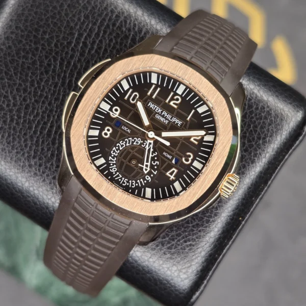PATEK PHILIPPE AQUANAUT TRAVEL TIME 5164r-001 18K ROSE GOLD RUBBER B&P