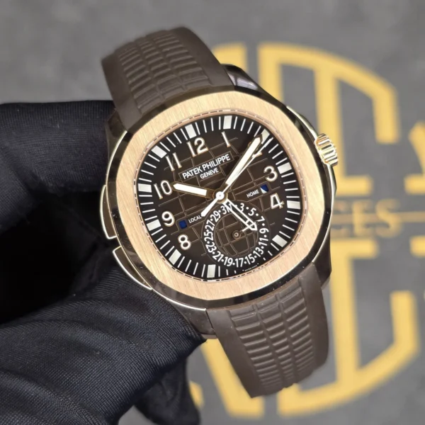 PATEK PHILIPPE AQUANAUT TRAVEL TIME 5164r-001 18K ROSE GOLD RUBBER B&P