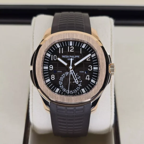 PATEK PHILIPPE AQUANAUT TRAVEL TIME 5164r-001 18K ROSE GOLD RUBBER B&P