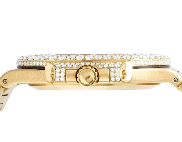18k Yellow Gold Ladies Patek Philippe Nautilus 3800/001 Pave Set Diamond Watch