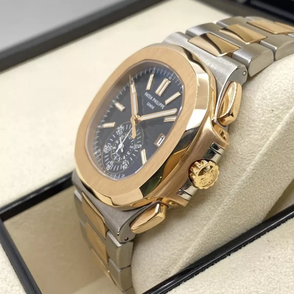 Patek Philippe Nautilus Chronograph 18K Rose Gold Steel Blue Dial 5980/1AR-001