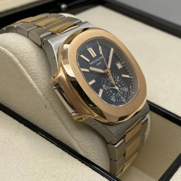 Patek Philippe Nautilus Chronograph 18K Rose Gold Steel Blue Dial 5980/1AR-001