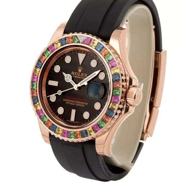 Rolex Yacht-Master Rainbow Sapphires Everose Gold Automatic Mens Watch 116695