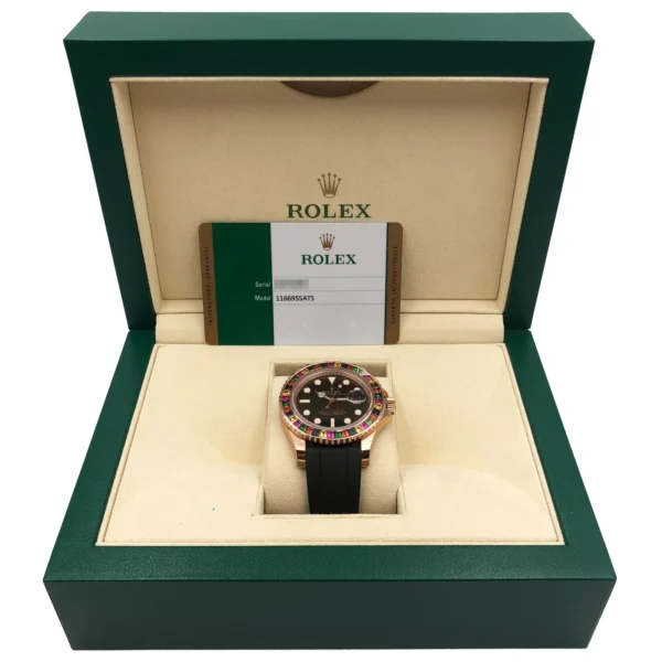Rolex Yacht-Master Rainbow Sapphires Everose Gold Automatic Mens Watch 116695