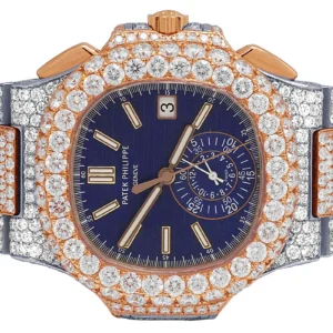 Patek Philippe Nautilus 5980/1AR-001 18K Rose Gold/Steel Diamond Watch 32.5 Ct