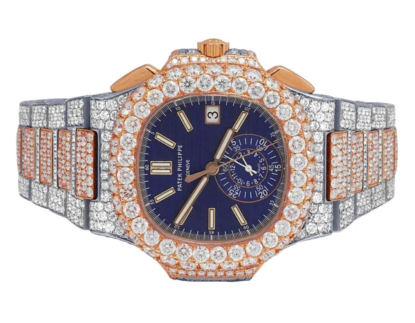 Patek Philippe Nautilus 5980/1AR-001 18K Rose Gold/Steel Diamond Watch 32.5 Ct