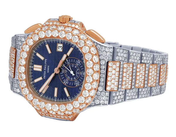 Patek Philippe Nautilus 5980/1AR-001 18K Rose Gold/Steel Diamond Watch 32.5 Ct