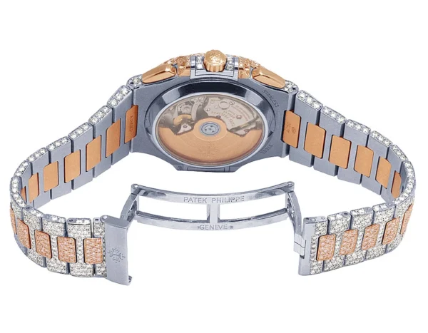 Patek Philippe Nautilus 5980/1AR-001 18K Rose Gold/Steel Diamond Watch 32.5 Ct